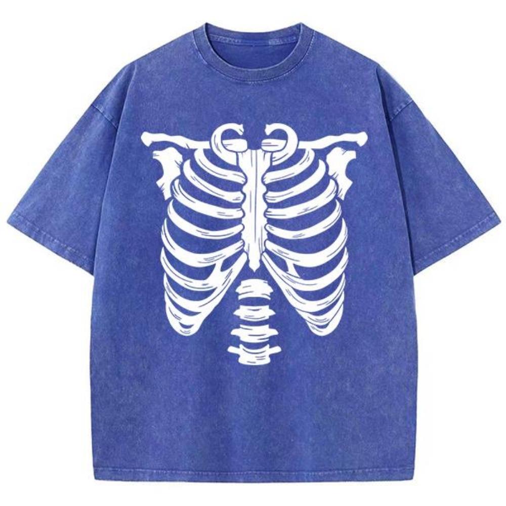 Skull Bone Pattern Design Print Tee Shirt Cotton Soft T Shirt Originality Breathable T-Shirts Art Fashion Short Sleeved