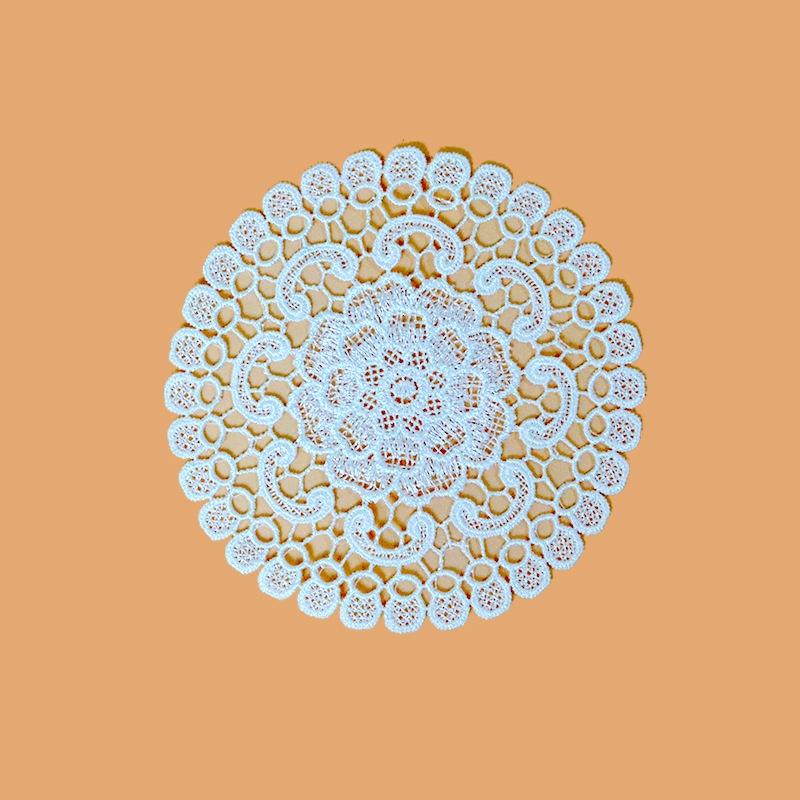 20cm Cotton Crochet Table Placemat French Embroidered Lace Coaster Cloth Coffee Mug Dining Mat Pad Wedding Banquet Home Decor