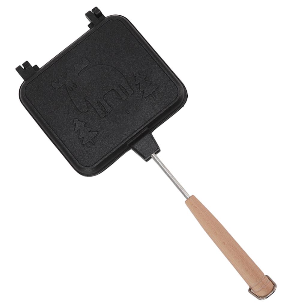 Sandwich Frying Pan Double Sided Stick Proof Breakfast Flip Pan with Detachable Handle for Steak