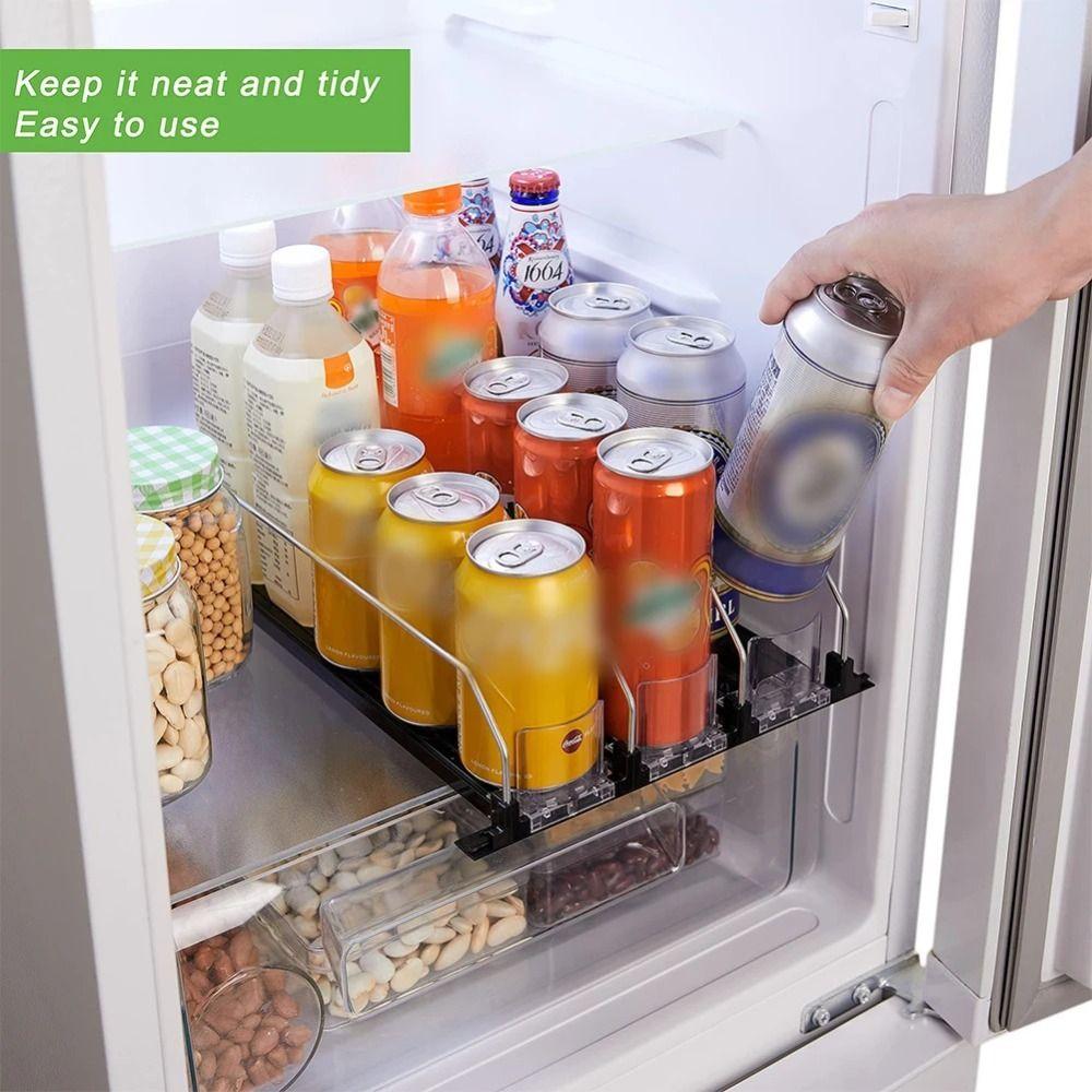 Spring Push Can Organizer Self-Pushing Beverage Pusher Shelf Storage Shelf Can Shelf Pusher  Water