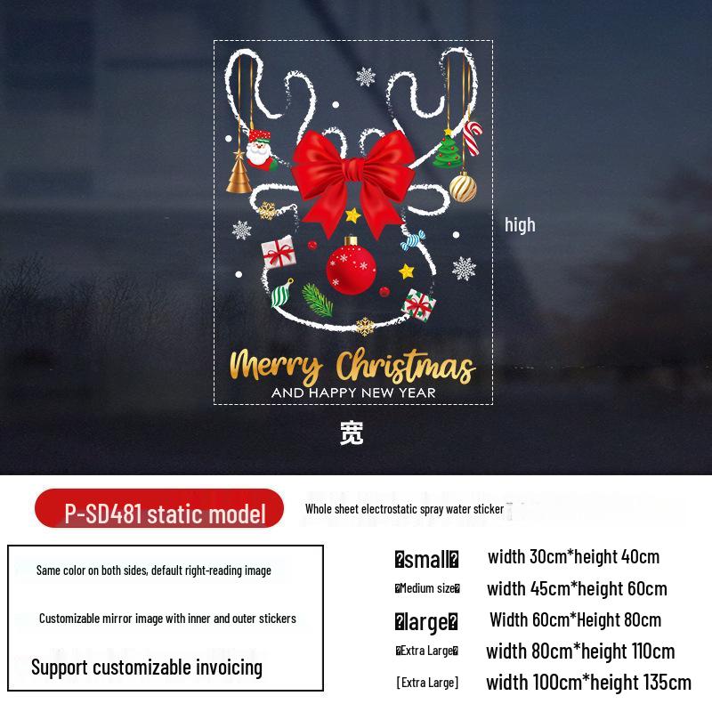 Creative Christmas Window Clings: Snowman, Bells & Reindeer for Glass Doors Small