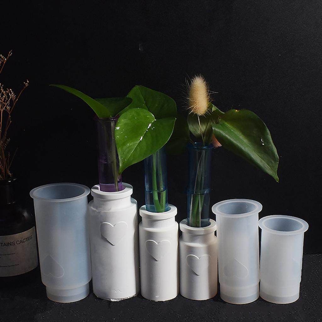 Silikonform Liebe Zylinder Vase Formen Blumentöpfe Harzformen Kerzenhalter Gussform für Tisch Heimdekorationen