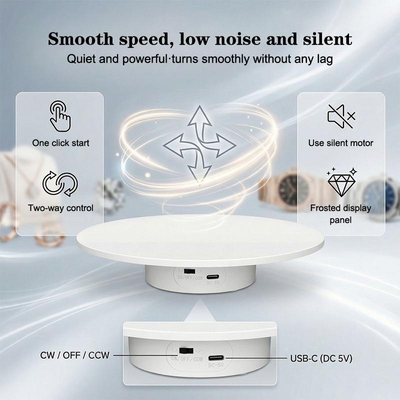 Electric 360° Rotating Display Turntable 15/20cm Stand for Jewelry Small Product Shooting Showcase