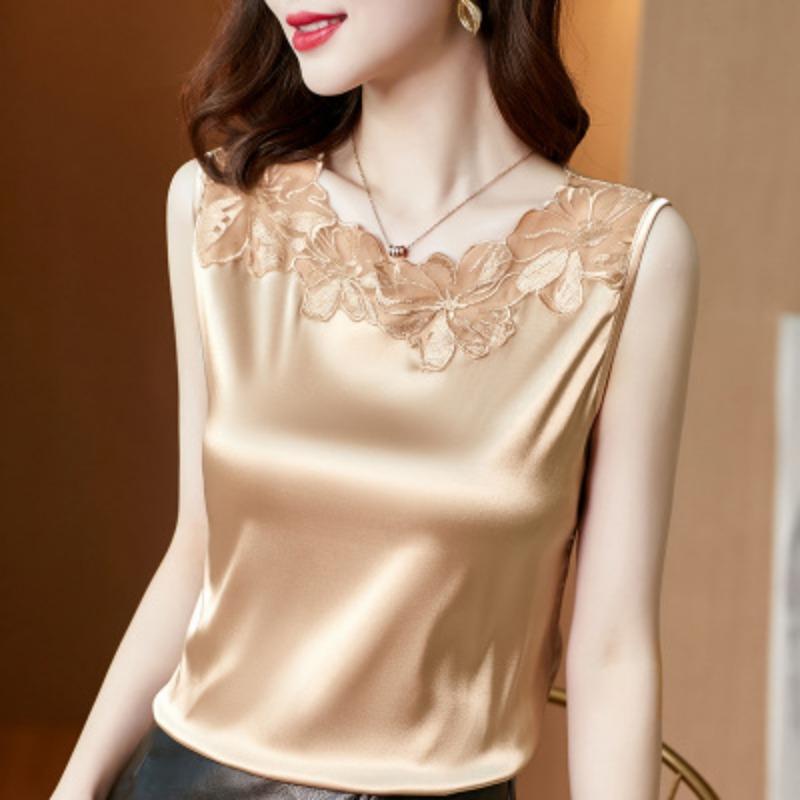 

Женский жилет с подтяжками и кружевным V-образным вырезом, с широкими плечами, без рукавов, весна-лето, модная внутренняя нижняя рубашка, большой размер, свободный топ 5XL