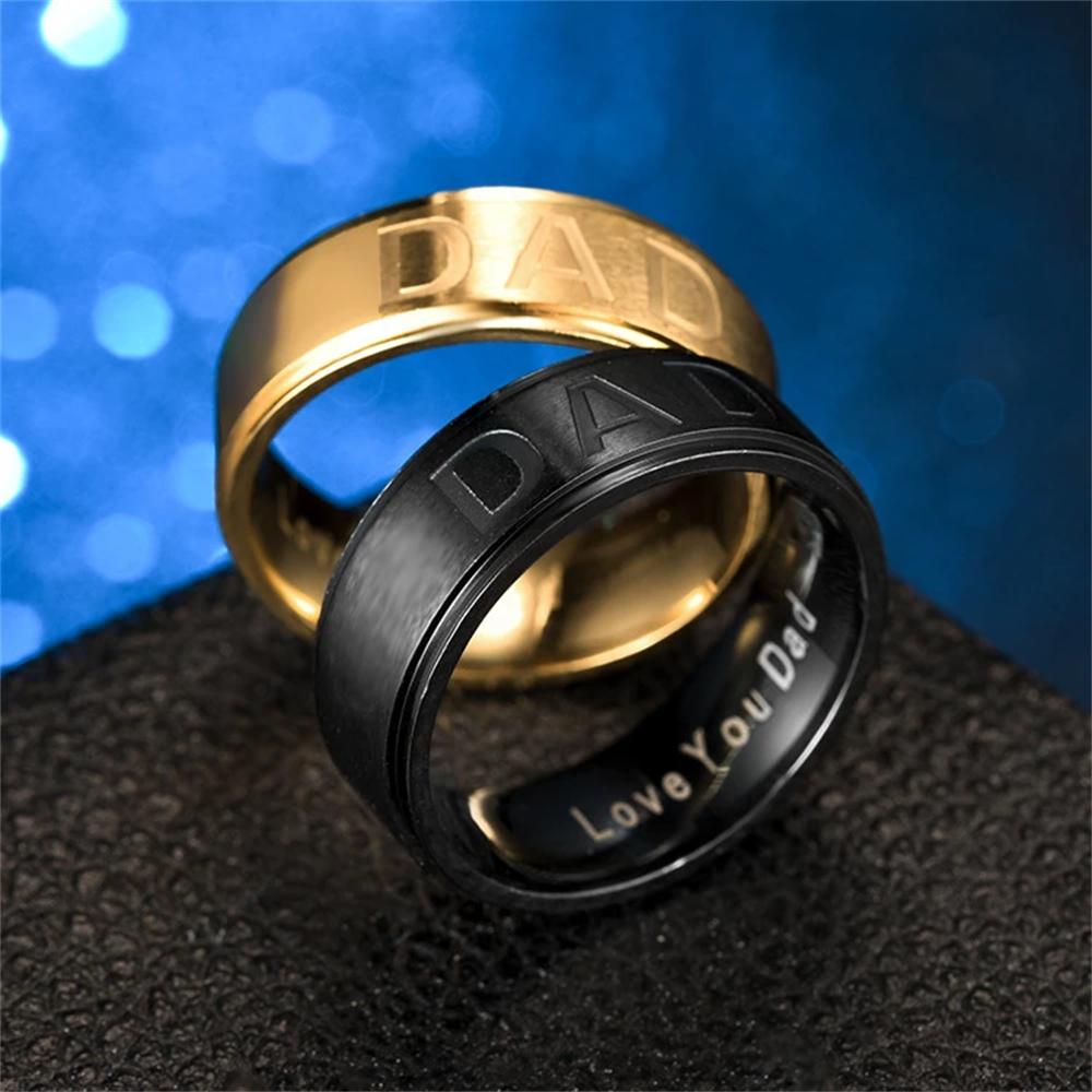 Fashion Stainless Steel Charm DAD Ring Engraved Love You Men s Jewelry Dad s Gifts 6 золотой