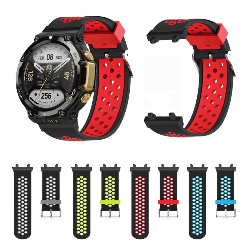 Compatible for HuamiAmazfit for T Rex 2 Band Adjustable Soft Washable Replace Strap Wristband Bracelet Waterproof Dual C