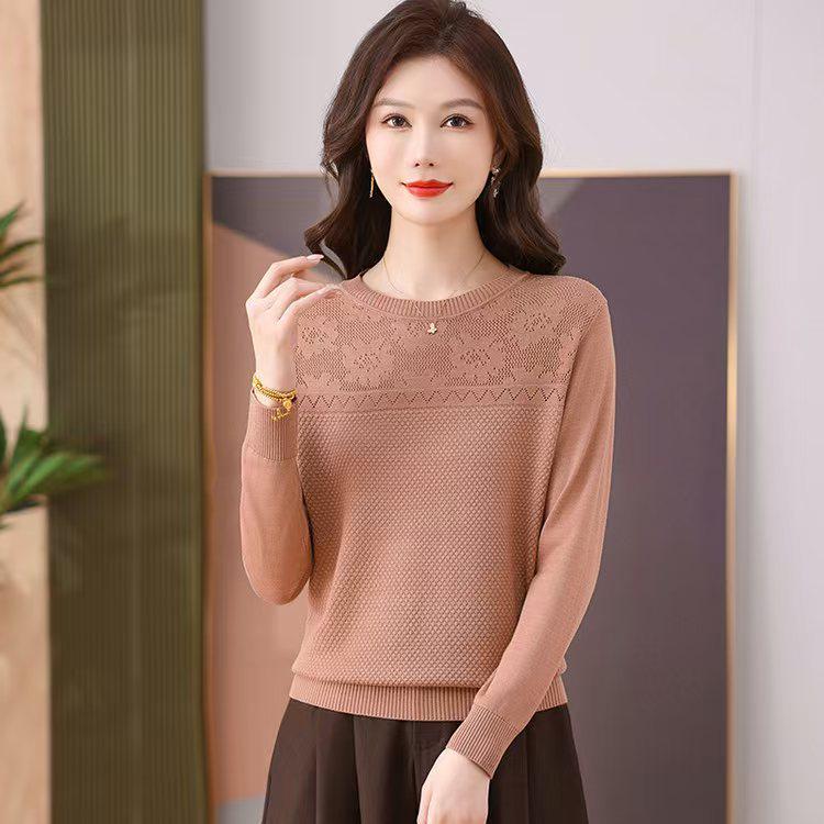 

Стильный женский тонкий шерстяной свитер с круглым вырезом - Длинный рукав, Вязаный, Весенняя мода Хит продаж Medium розовый