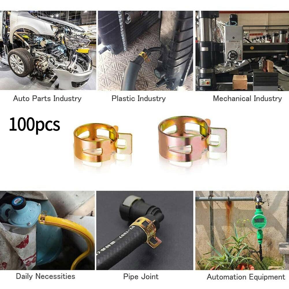 100PCS Spring Hose Clips/Clamps Fuel Air Gas Water Pipe Self Clamping