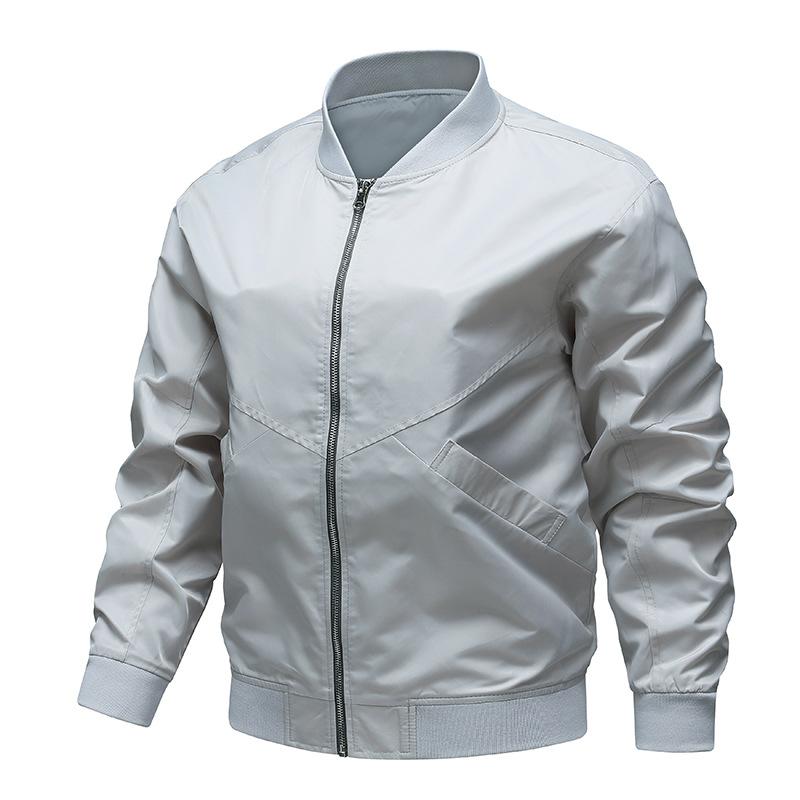 Spring and Autumn Men's Casual Versatile Windproof Business Jacket Nylon Waterproof Resistant Baseball Collar Jacket Retro Solid Color Flight Suit