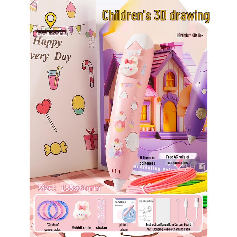 Low Temperature 3D Printing Pen for Kids - Intelligent DIY Drawing and Graffiti Toy