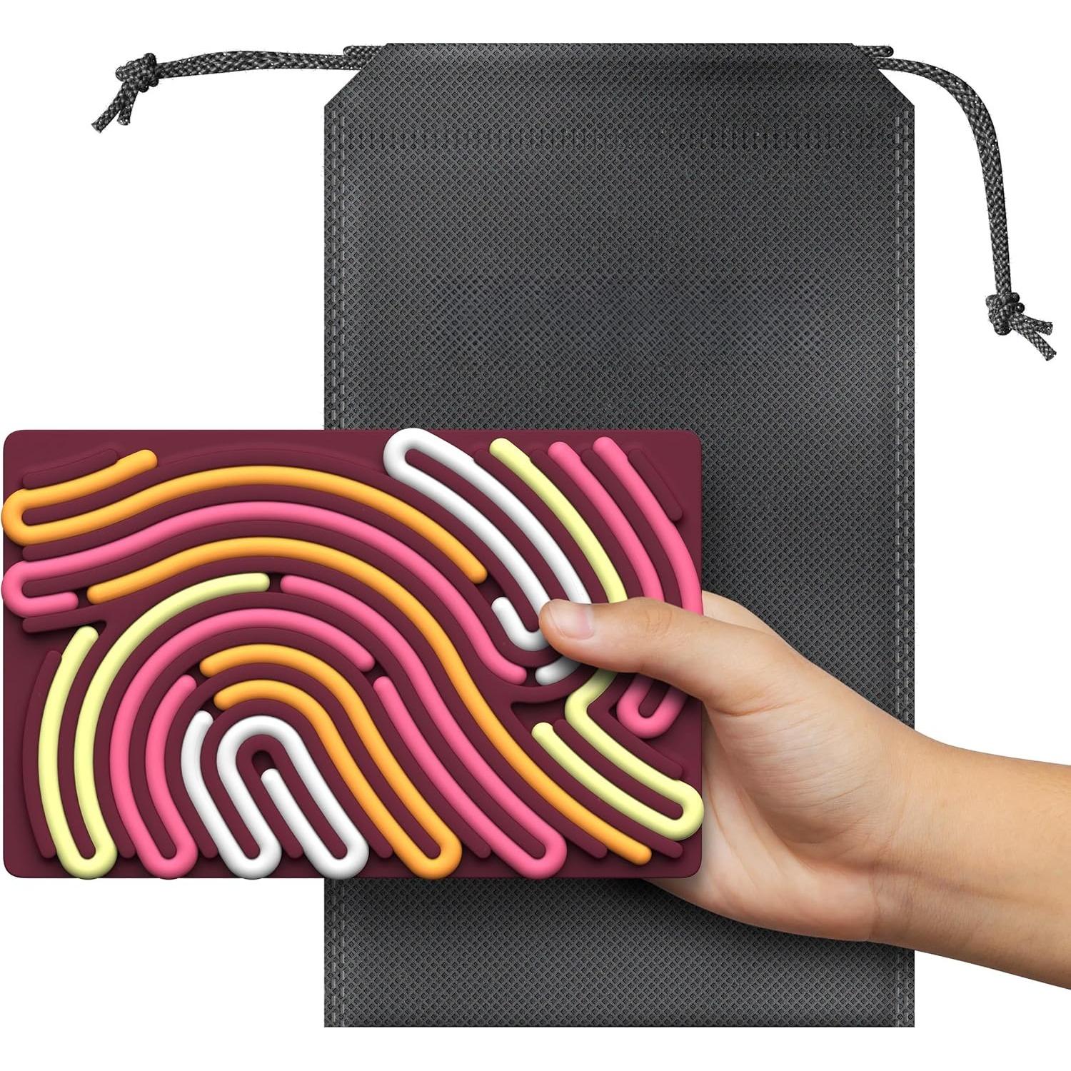 Сенсорная игровая доска, силиконовая игрушка-фиджет для успокоения, снятия стресса, беспокойства, СДВГ и аутизма, бесшумная, без беспорядка, в комплект входит переносная дорожная сумка и 11 струн 18*11.4*1.3cm красный