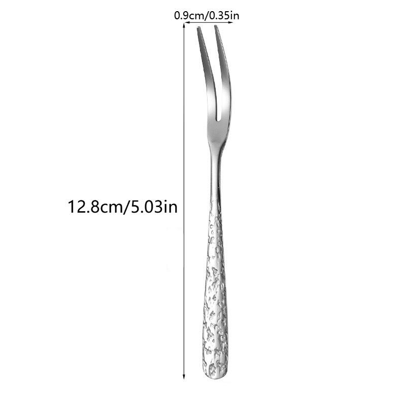 5/10Pcs Multi-Purpose Stainless Steel Fruit Forks, Ice Crack Thickened High-End Dessert Picks, For Family Gatherings And Dining