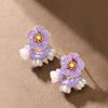 Mori Sweet Temperament Fairy Wind Enamel Drip Glaze Flower Stud Earrings Niche High-end Earrings Spring Simple Earrings