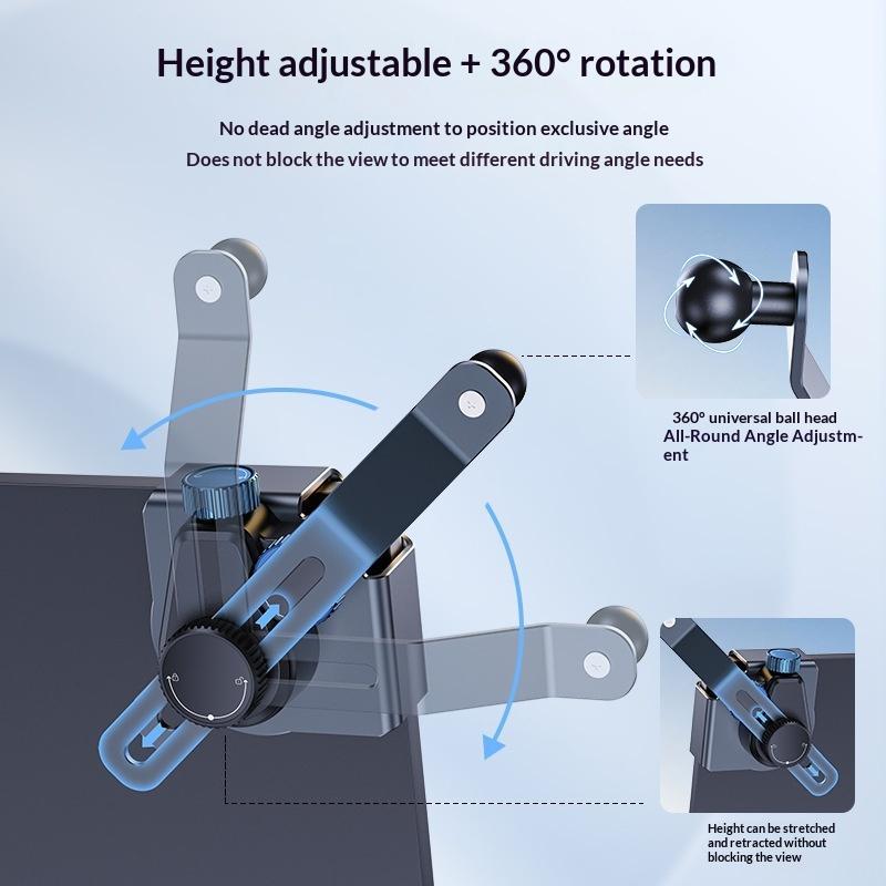 Aluminum Alloy Car Phone Mount Adjustable Multi-Angle Clasp Universal Phone Holder for Car Windshield Dashboard