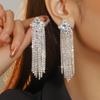 High-end Shiny Long Fringed Earrings, Micro-inlaid Rhinestone Earrings, Copper Earrings, All-copper Shiny