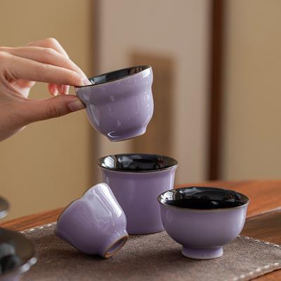 Antique Vintage Lilac Purple Personal Master TeaCup Handmade Ceramic Chinese Tea Set Zen Teaware Gift for Tea Lovers Home Office