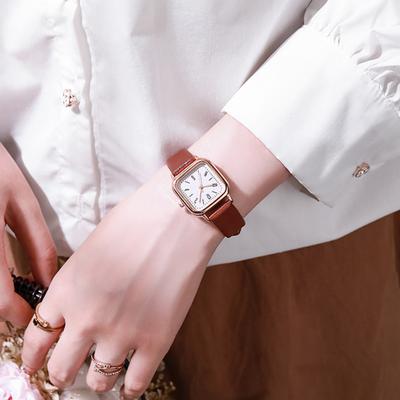 Women Quartz Watch Square Dial Faux Leather Strap Ladies Casual Business Formal Dress Wristwatch Fashion Jewelry Accessory Birthday Gift