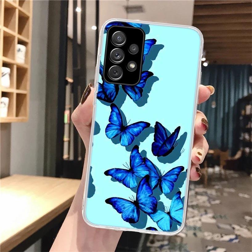 Blue Butterfly Beautiful Wing Soft Phone Case For Samsung Galaxy A16 A26 A36 A56 A15 A14 A13 A55 A54 A53 A35 A34 A33 A25 A24 A23