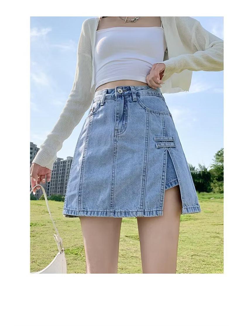 

Women s High-Waisted A-Line Denim Mini Skirt - Spring 2025 Collection 2XL: Height 155-165cm (60-65kg)