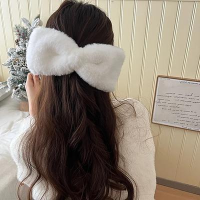 Oversize Faux Fur Hair Bows Hairpin Large Bowknot Hair Clips for Women Winter Barrettes Warm Soft Hair Accessories Gift