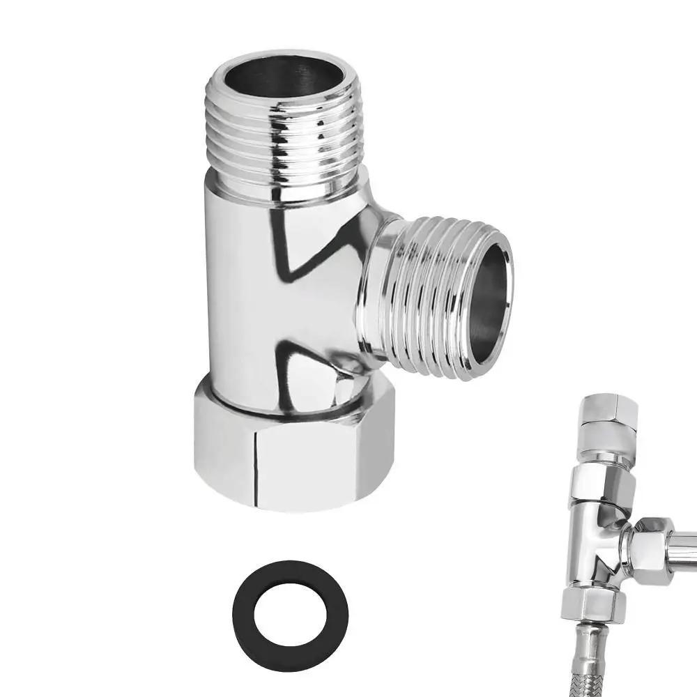 

Anti-Rust 3 Way T Shape Adapter Replacement Anti-leak Brass T Adapter Multi-purpose Easy To Install Shower Diverter Valve Silver