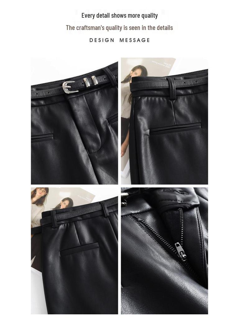 2025 Brand Korean Style A-Line Leather Skirt - Autumn/Winter Slimming, Comfortable, Hip-Hugging, Versatile, Fashionable.