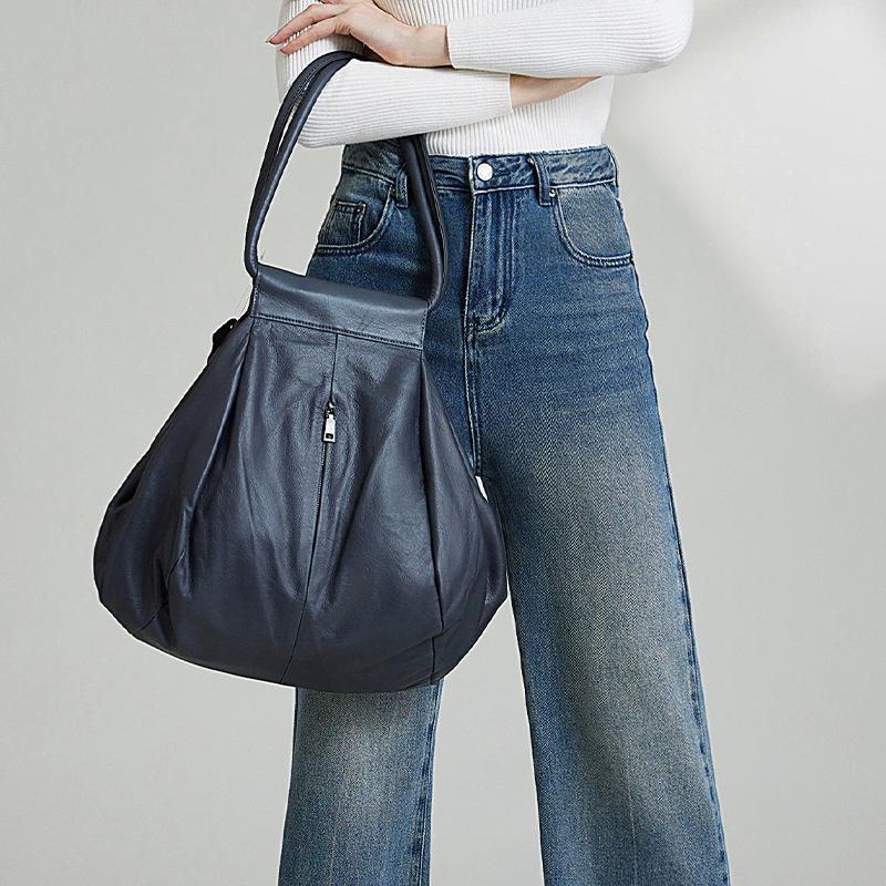 Weiche echtes Leder Frauen Handtasche große Kapazität Umhängetasche Designer Marke Unterarm Achseltaschen Damen Casual Tote