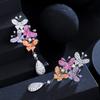 WWJ Colorful Cubic Zirconia Long Butterfly Drop Earrings