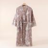 Cotton and Linen Nightgown Robes for Spring and Autumn Thin Mid-Length Lace-Up Bathrobe Casual Loose Women's Bathrobes