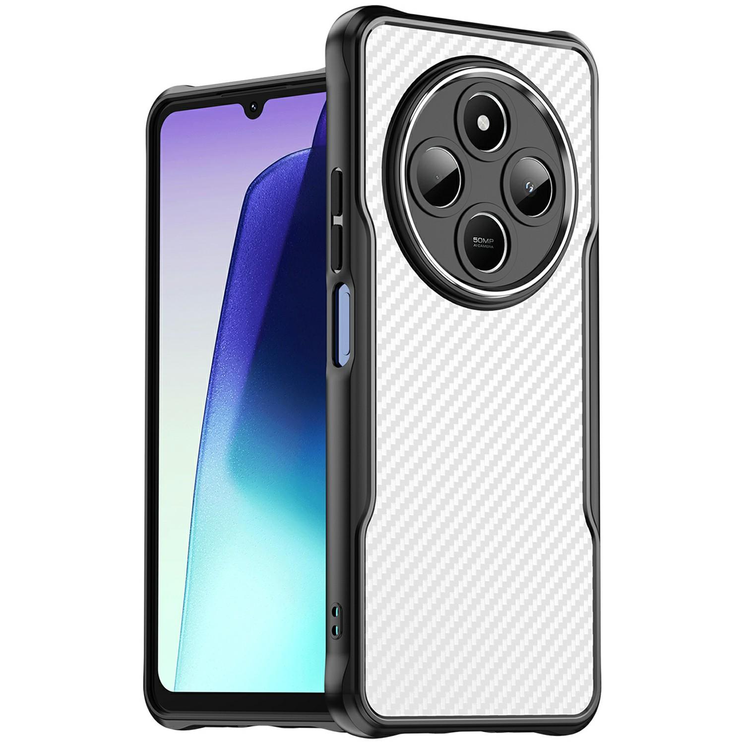 

Чехол для Xiaomi Poco C75 4G/Redmi 14R 5G/A4 5G/14C 4G, Текстура углеродного волокна, ТПУ+ПК, Защитная крышка для телефона A
