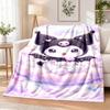 Kuromi Flannel Throw Blanket Soft Warm Cozy For Sofa Bed Indoor Home Bedroom Use