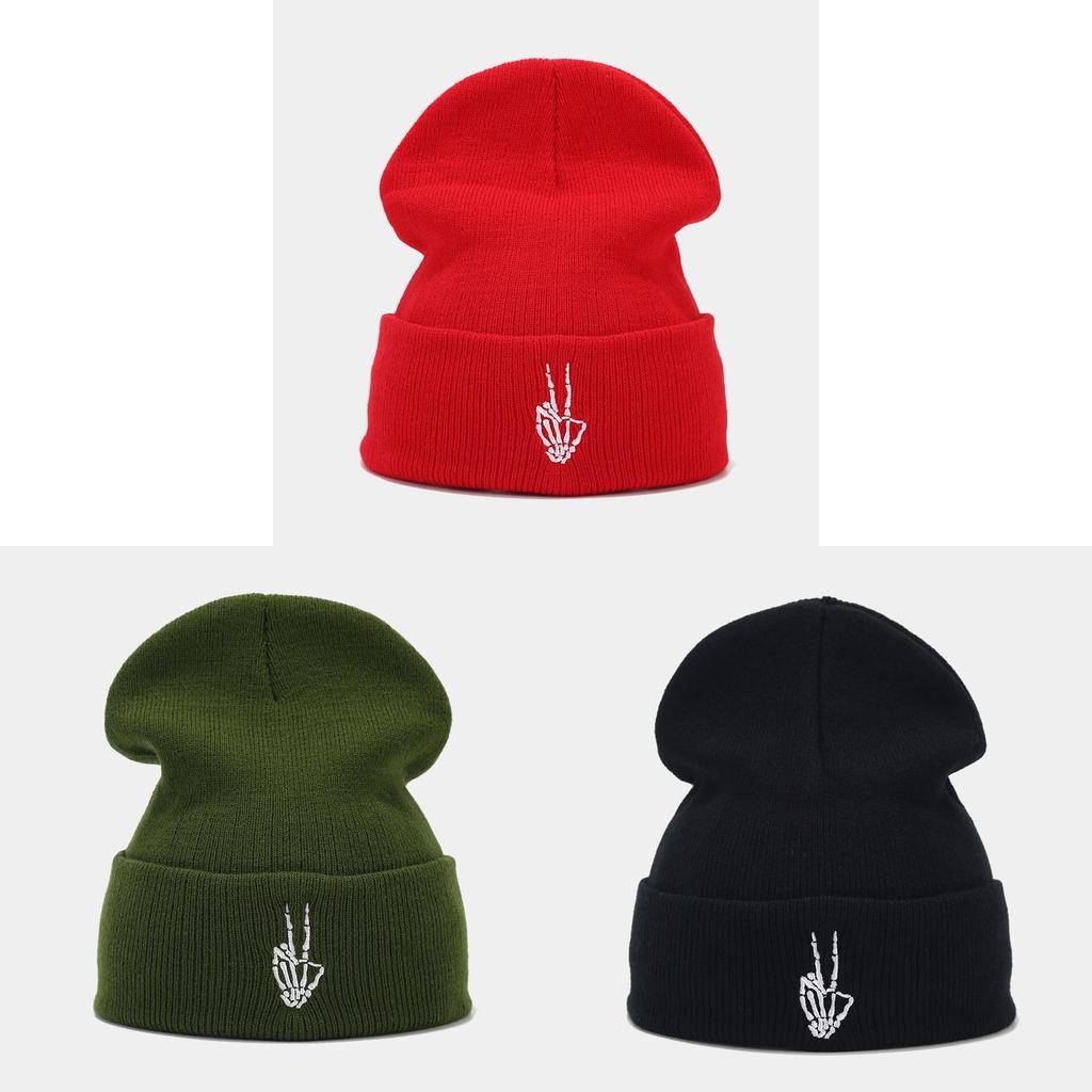 Skull Embroidered Knit Hat For Men Women Fall Winter Fashion Beanie With Sun Protection And Warmth