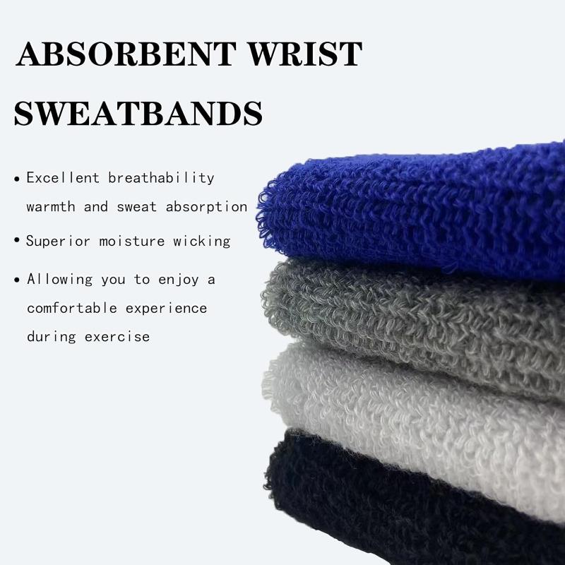 New Hot 1Pairs 2Pcs Set Breathable Cotton Wrist Sweatbands Sweat Absorbent Wristbands for Tennis Football Basketball Running Gym 1