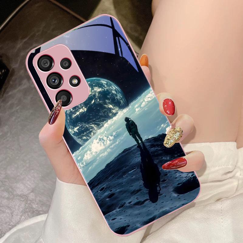 Red Moon Explorer For Samsung Galaxy S10 4G S20 11E 30 S21 22 S24 Fe Pro S23 S25 Ultra 5G S9 Tempered Glass Phone Case