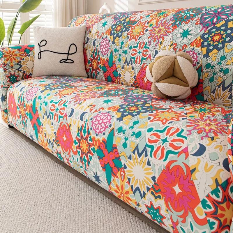 American Printed Elastic Sofa Cover All Inclusive Stretch Couch Slipcover For Four Seasons Soft Couch Cushion For Living Room