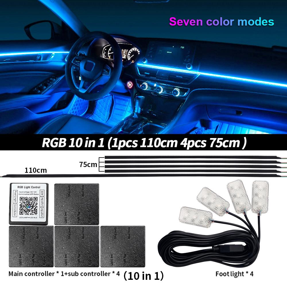 18 in 1 LED Symphony Ambient Lights Car Interior Full Color Streamer RGB 64 Colors Neon Acrylic Strip Decoration Atmosphere Lamp