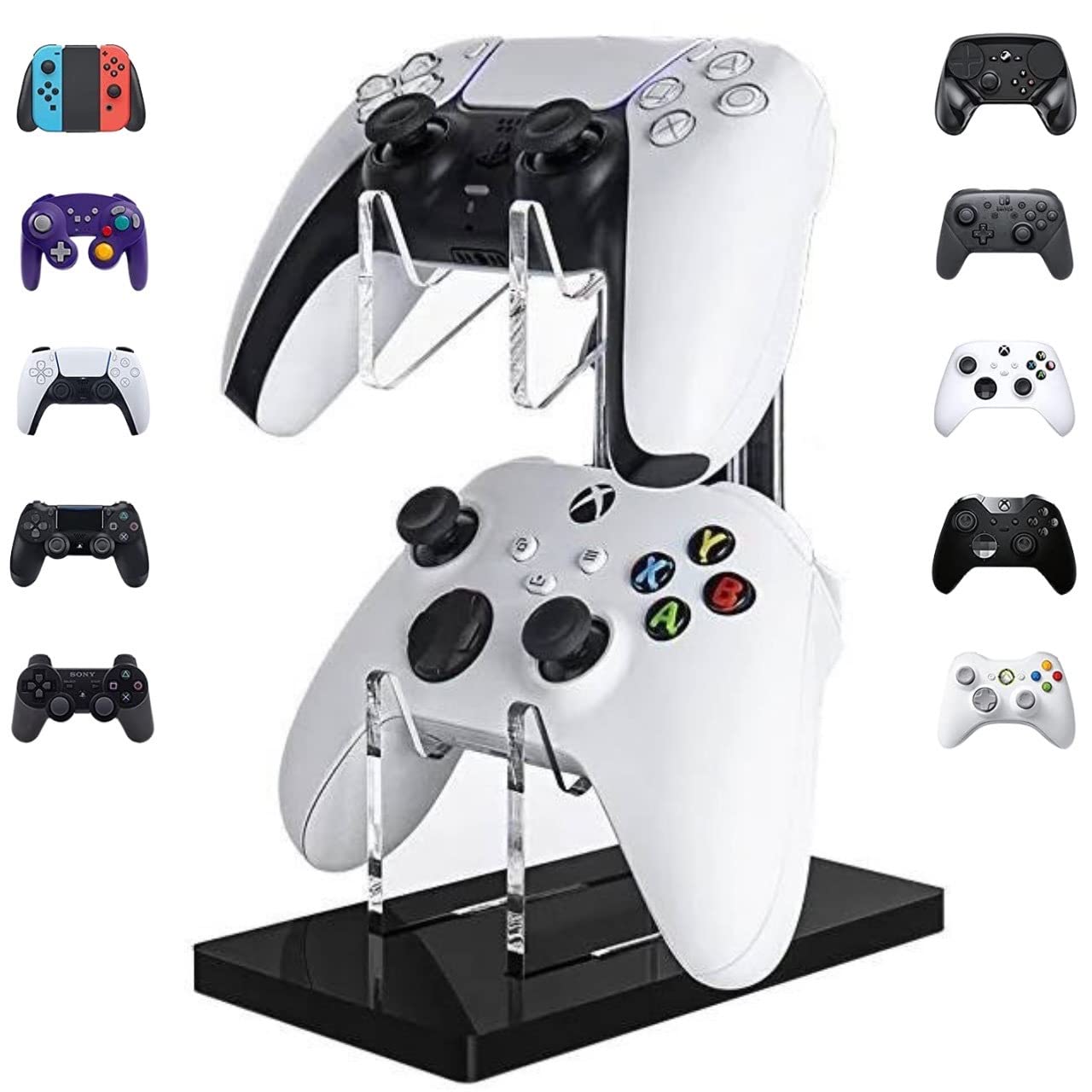 

Game Controller Stand 2 Tier Type 2 Stand Universal Type Dual Controller Stand Compatible with PS5 PS4 SWITCH PC XBOX ONE [TKS Stars] (Black)