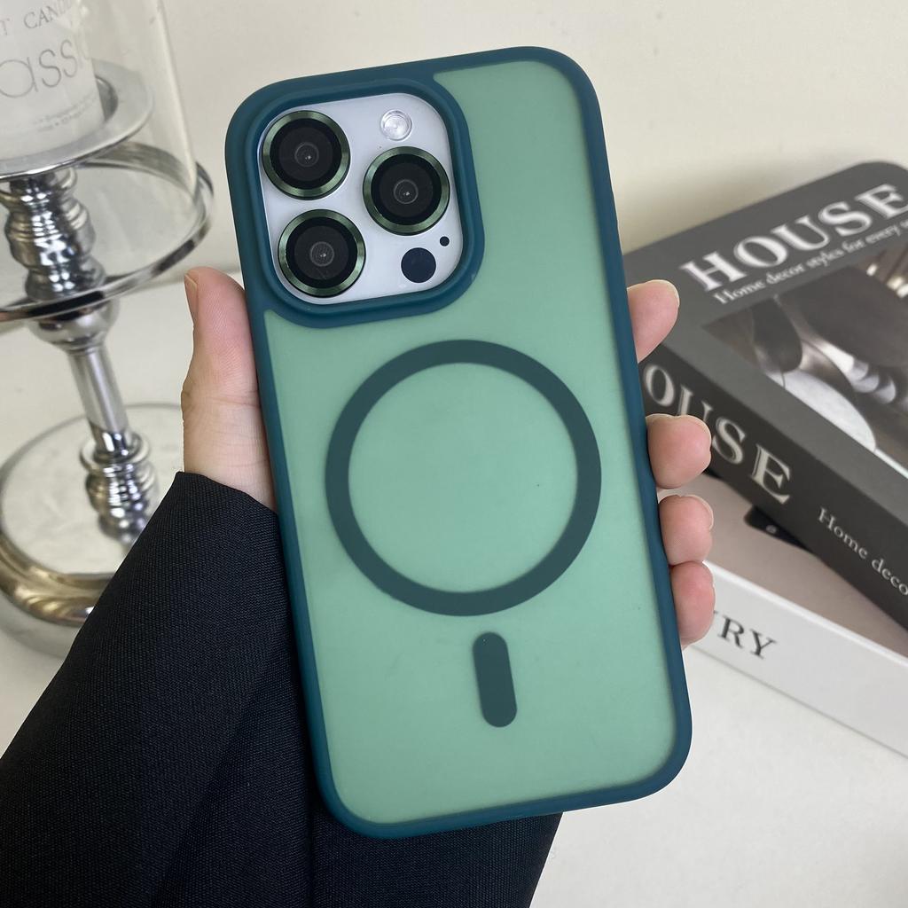 Magnetický nárazuvzdorný kryt MagSafe pro iPhone, ochranný plášť s bezdrátovým nabíjením, tmavý, pro iPhone 14 15 14Pro Max 13 Pro Max