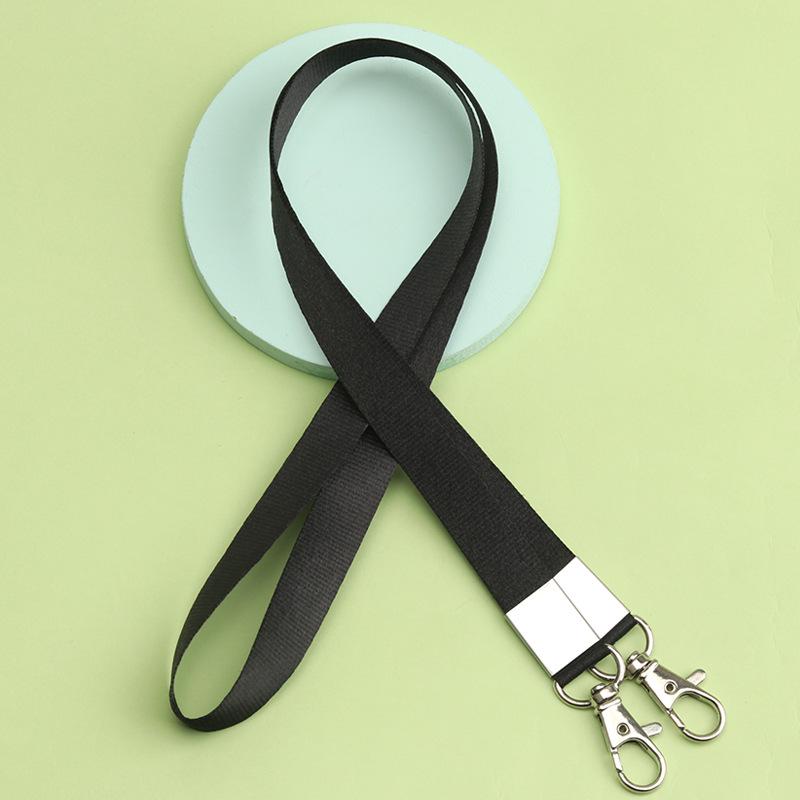 Double Hook ID Badge Lanyard with Double Buckle and Dual Clip Holder