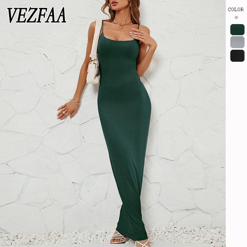 

VEZFAA женские модные летние весенние однотонные коктейльные и вечерние платья без рукавов со средней талией