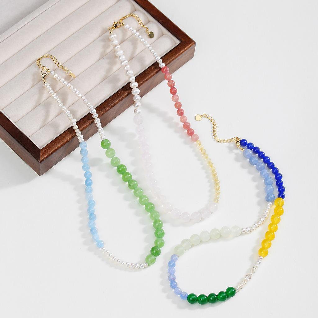 Natural crystal necklace, irregular pearl necklace, Bohemian bead necklace, jewelry