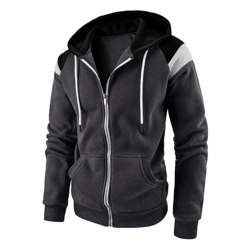 New Men's Colour Blocking Hoodies Fashion Hooded Sweatshirts for Men Casual Sports Tops Hoody Jacket Fleece Streetwear