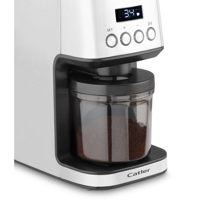 Moulin à café électrique CATLER CG 510 - Meules inox - 31 niveaux de mouture réglables - Écran LCD - Café moulu - Inox