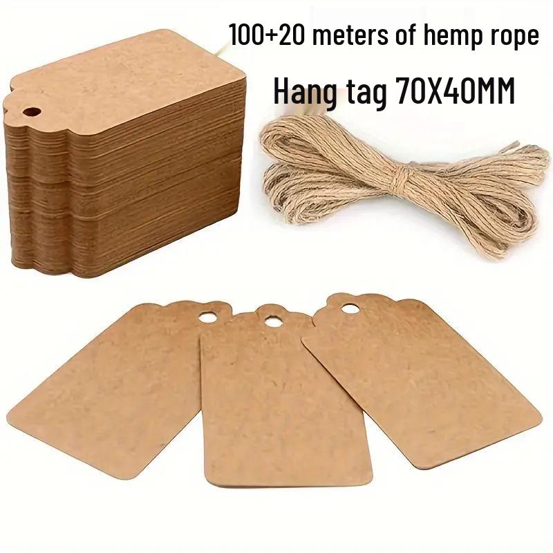 Kraft Paper Hang Tags & Bookmarks - 100 Pcs + 20m String: Small Thank You Cards for Gifts & Jewelry