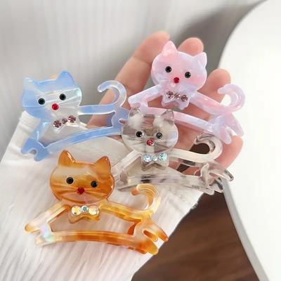 1 szt. Koreański uroczy kociak wiertło punktowe kwas octowy chwyt dziewczęcy słodki bok średni pół kucyka pielucha mała spinka do włosów
