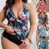 Womens Plus Size Bikini Swimsuit Set High Waist Backless Sexy Two Piece Bathing Suit
