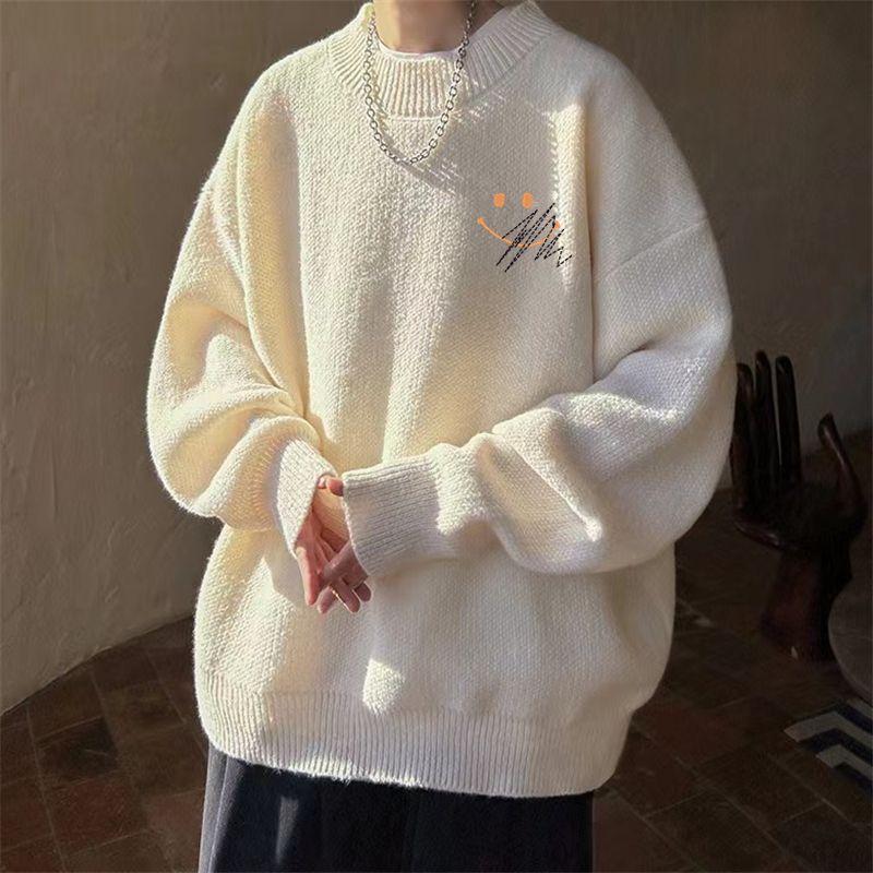 Sweater Men's Winter Loose Men's Trendy New Sweater Printed Maple Leaf Thickened Pullover