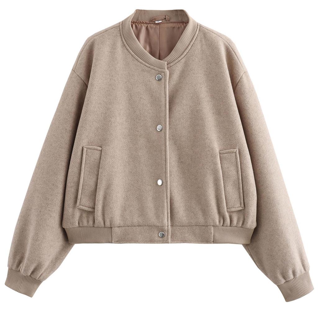 Ladies' Solid Color Fashionable Pocket Long Sleeved Zipper Casual Top  Jacket Jacket