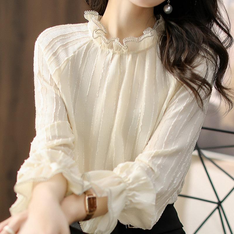 Spring New Women's Loose Casual Simple Lace Shirt