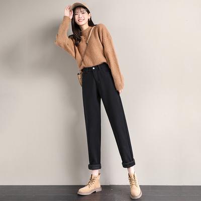 High-waisted Slim Harem Jeans for Women In Spring and Autumn Updated Small Relaxed Fit and Versatile Straight Nine-point Dad Pants